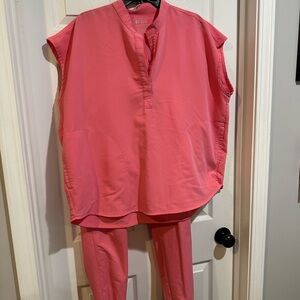 Figs Coral Sleeveless Top and Pants Set